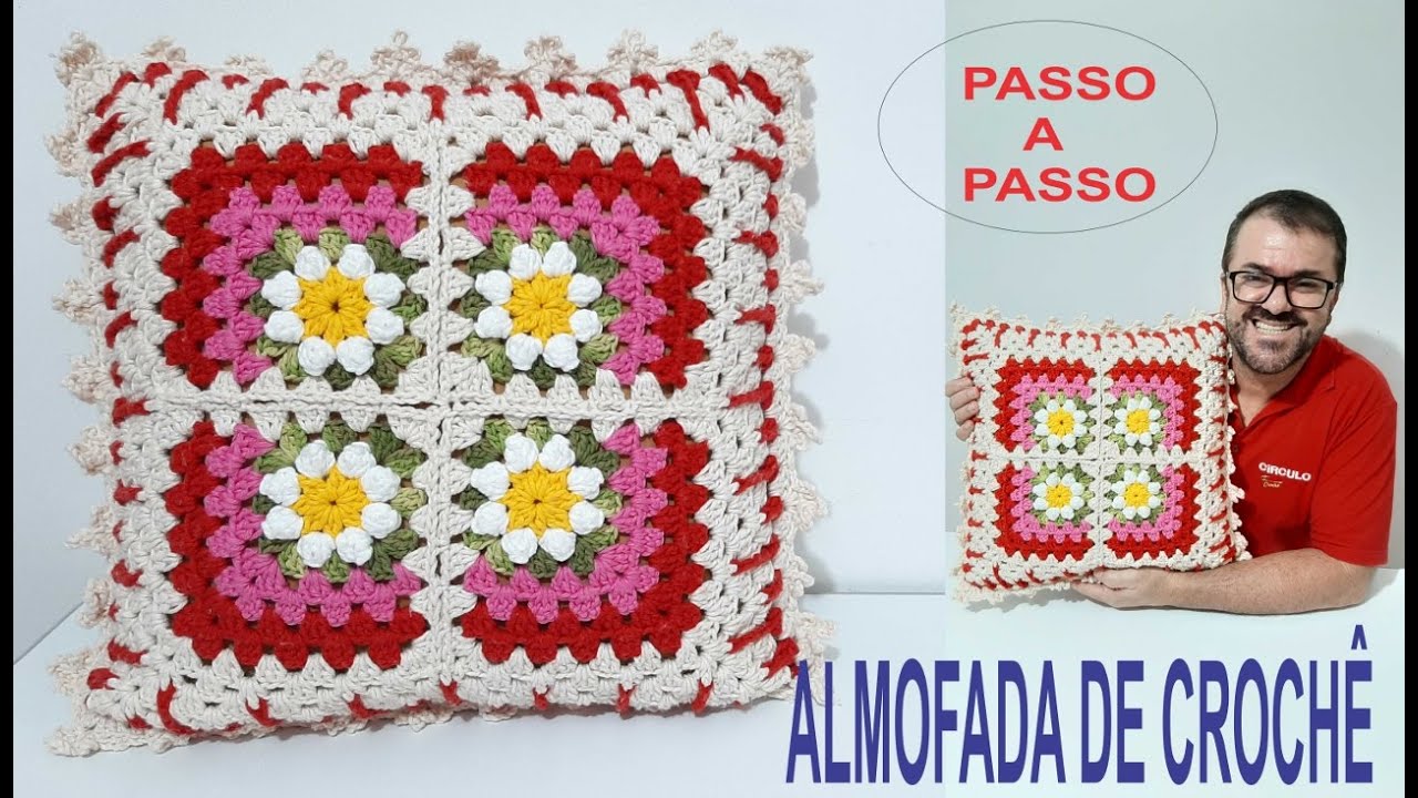 Almofada de Crochê Passo a Passo Por Neddy Ghusmam - YouTube