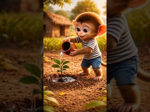 Monkey ne lagaya apne mehnat se aam ka ped #shorts #shortstory