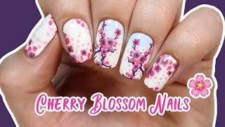 Cherry blossom nails using water decals 🌸