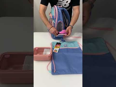 Шкільний набір Wonder Kite (рюкзак+пенал+сумка для взуття) 38x28x15 см 13.25 л світло-синій (130-145 см), видео 1