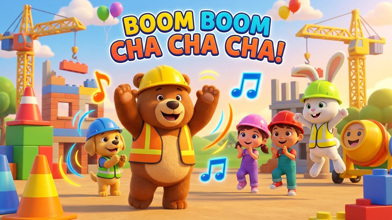 Boom Boom Cha Cha Cha 🏗️ Fun Dance Song for Kids | Construction Dance Nursery Rhyme