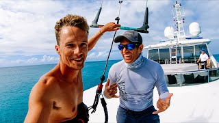 Kite Jump Off Of A 47 Meter Super Yacht!