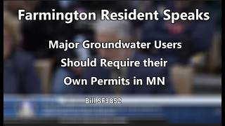 Farmington Resident Speaking at MN Senate Hearing. Data Centers Should Get Their Own Water Permit