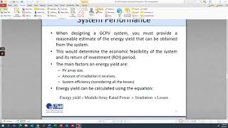 GCPV System Performance Evaluation