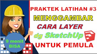 9 Minutes Can. Tutorial Practice Exercise #3 Drawing with Layer Method Using SketchUp Application screenshot 3