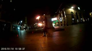 My twin flame double staff rapid fire spinning, busking in Cardiff :) Lighting the flame !!!
