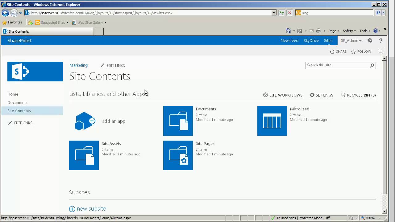 Creating Sites in SharePoint 28