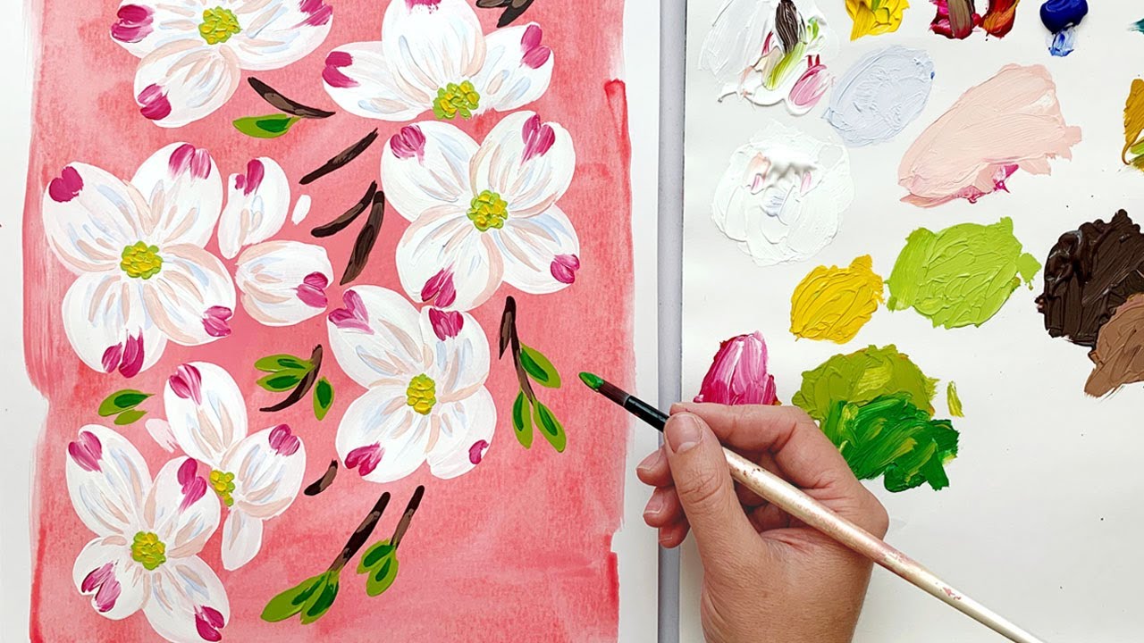 Painting Dogwood Flowers In Acrylic YouTube