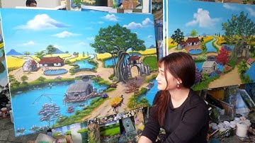 Lớp dạy vẽ tranh tường tại Hà Nội, Nhật ký bài đồng quê khóa k22. Học vẽ LH: 0969.033.288