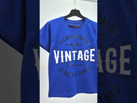 Футболка підліткова для хлопчика з принтом VINTAGE кулір, відео 1