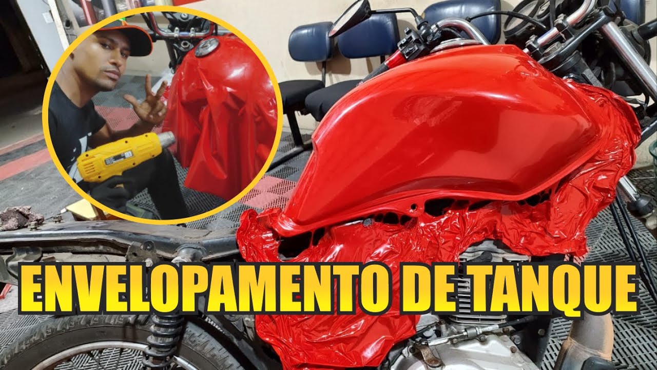 ENVELOPANDO TANQUE DA FAN 125 COM ESSE VERMELHO SUPER BRILHO COISA LINDA
