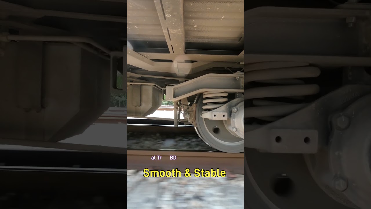 Brake applied on train wheels. 