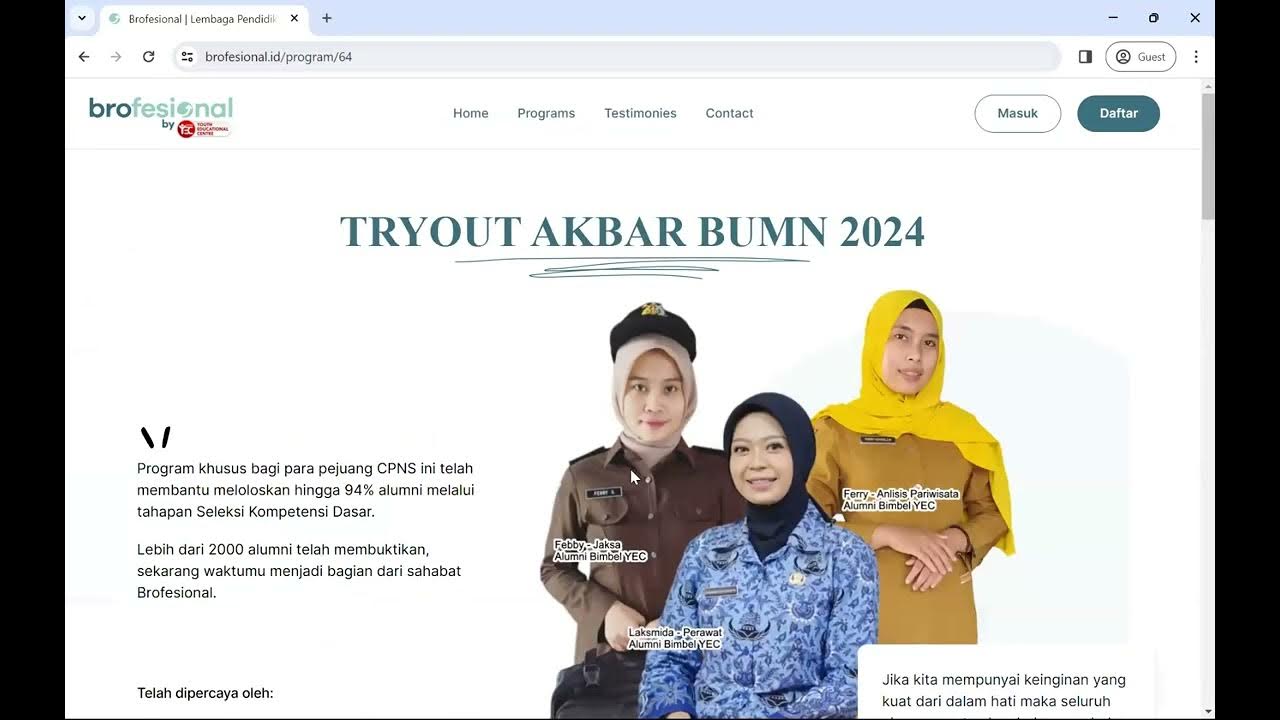 Panduan akun try out rekrutmen bersama bumn 2024 rbb bumn tkd dan