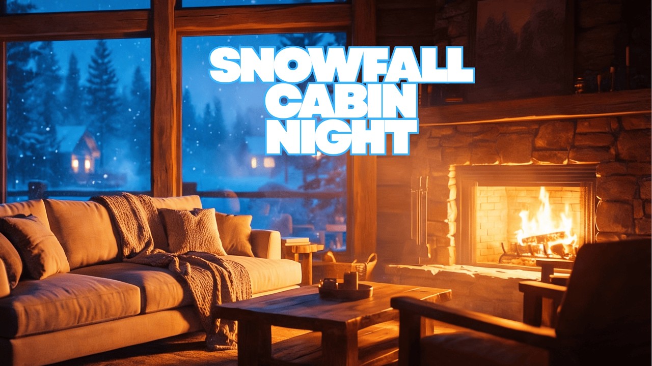 Cozy Winter Cabin Fireplace ❄️ Peaceful Snowy Night | Soft Piano Music