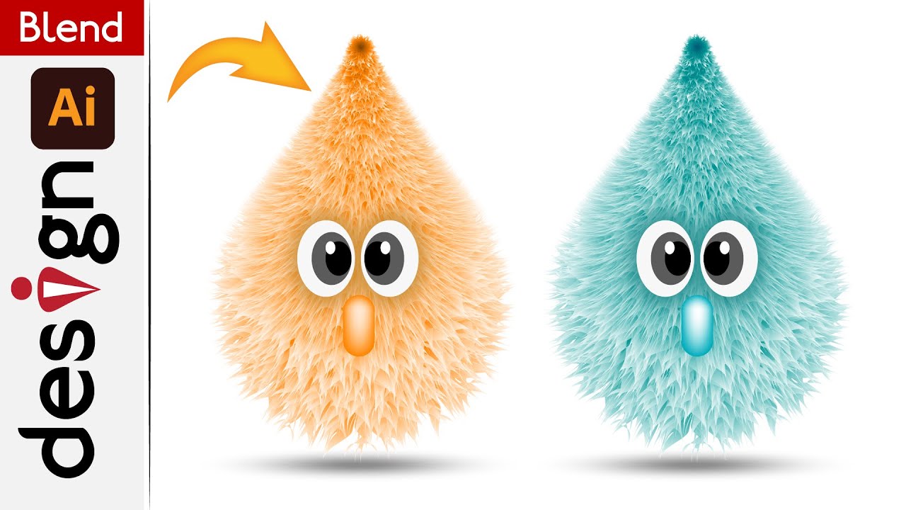 Illustrator funny hairy cartoon design in Adobe illustrator CC 2023