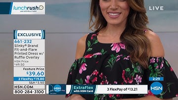 Slinky Brand Printed Fit Flare Dress with Ruffle Overlay