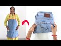 Kitchen apron cutting  stitching tutorial from old jeans l sonalis creations