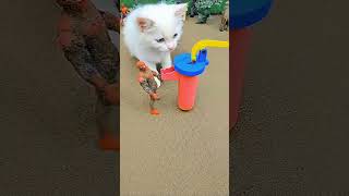 Mini hand pump water science project with orange concrete mixer &amp; diy tractor cowfarm #shorts #yt