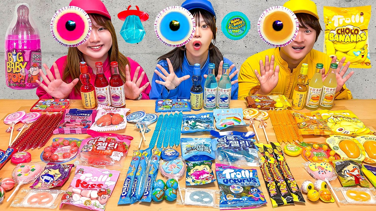A color-restricted challenge with pink, blue, and yellow candies