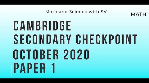 Lower Secondary Checkpoint Math October 2020 Paper 1