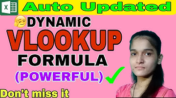 How To Make a Dynamically Updated Vlookup Formula in Excel | HIndi | #VlookupFORMULA #dynamicvlookup