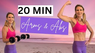 20 Min Toned Arms &amp; Abs Workout | Low Impact Dumbbell Sculpt