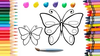 Drawing, Coloring And Glittering A Butterfly  Easy Drawing For Kids And Toddlers