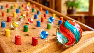 Marble Run ASMR – Glass Marbles Tumbling Down a Wooden Pegboard 3 | 3 Hours of Deep Sleep