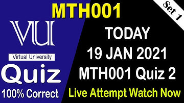 MTH001 Quiz 2 Solution 2021 | 19 Jan Fall 2020 |  MTH001 Quiz 2 Solved | AM Knowledge Official