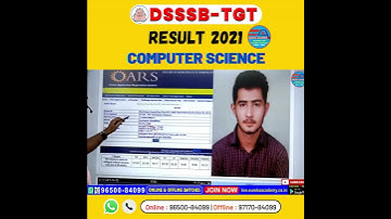 DSSSB TGT COMPUTER SCIENCE | RESULT 2021 || EUREKA ACADEMY ||