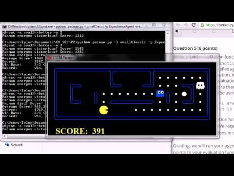 CS188 Pac-Man Project 2, Expectimax Agent