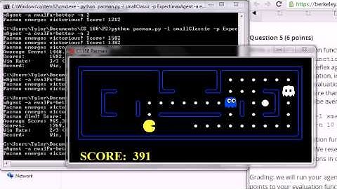 CS188 Pac-Man Project 2, Expectimax Agent