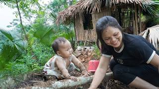 Single Mom's Journey: Building a Bamboo House in the Forest While Caring for Her Baby