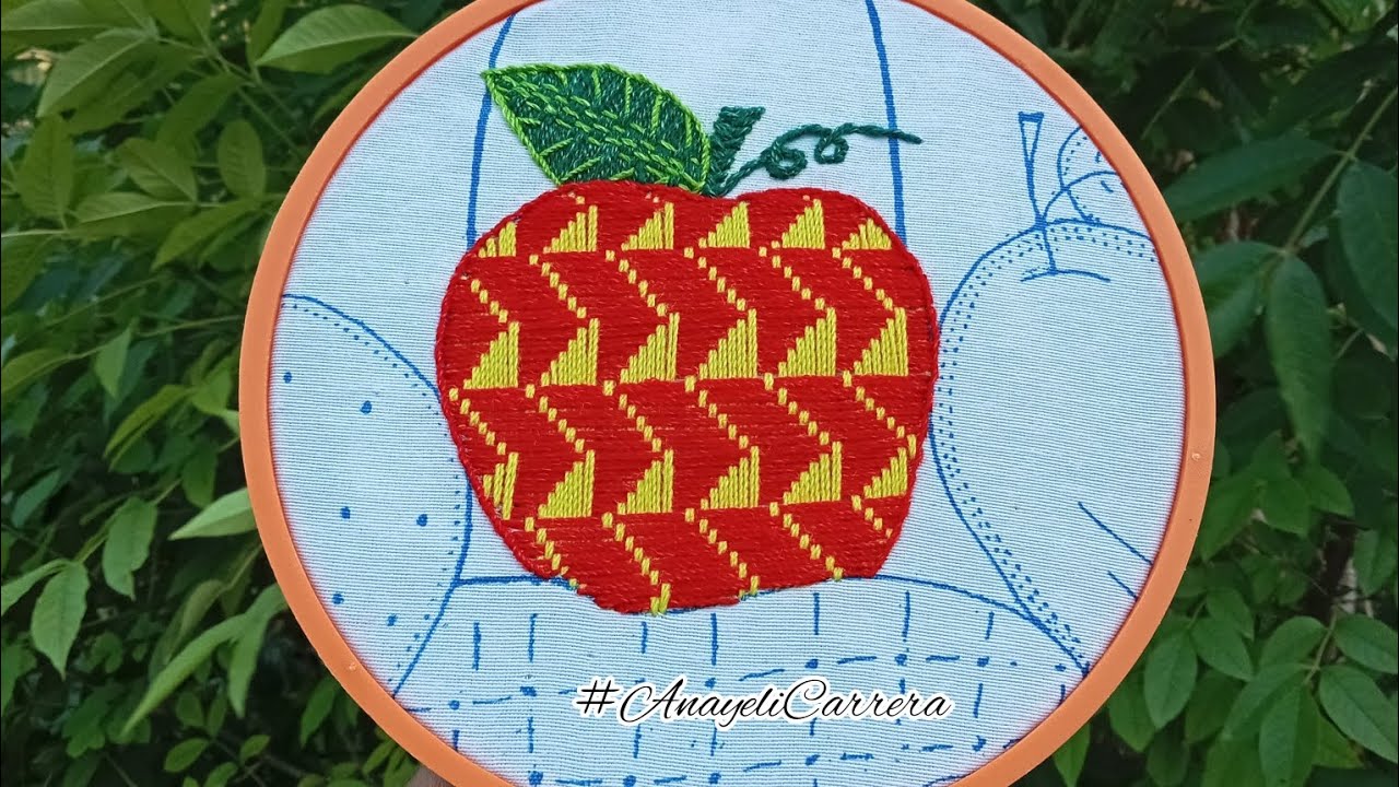 como bordar una manzana 🍎#12 una linda secuencia ideal para cualquier otro diseño.