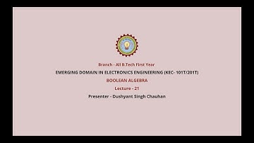 Emerging Domain in Electronics Engineering  | Boolean Algebra| AKTU Digital Education
