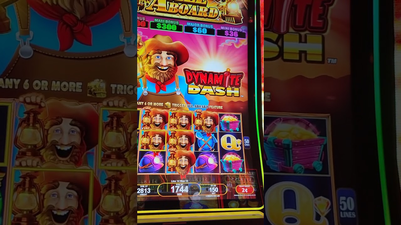 bonus round on all aboard Dynamite dash casino slot machine