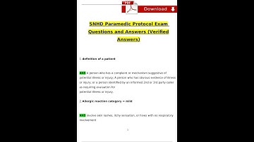 SNHD EMT & EMS PROTOCOLS TEST Questions and Answers 2024  2025 Verified Answers