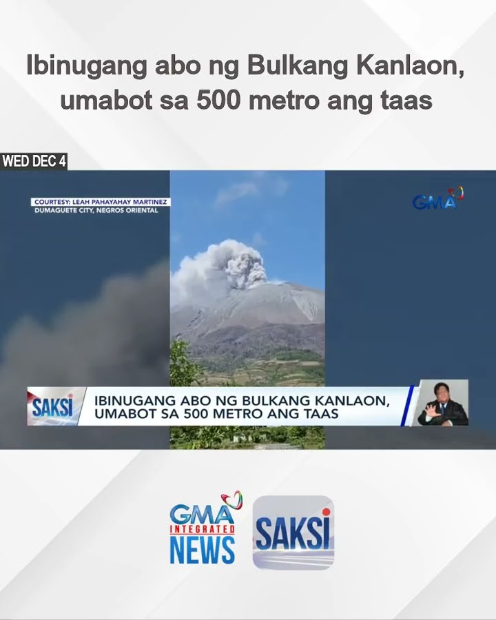 Ibinugang abo ng Bulkang Kanlaon, umabot sa 500 metro ang taas | Saksi