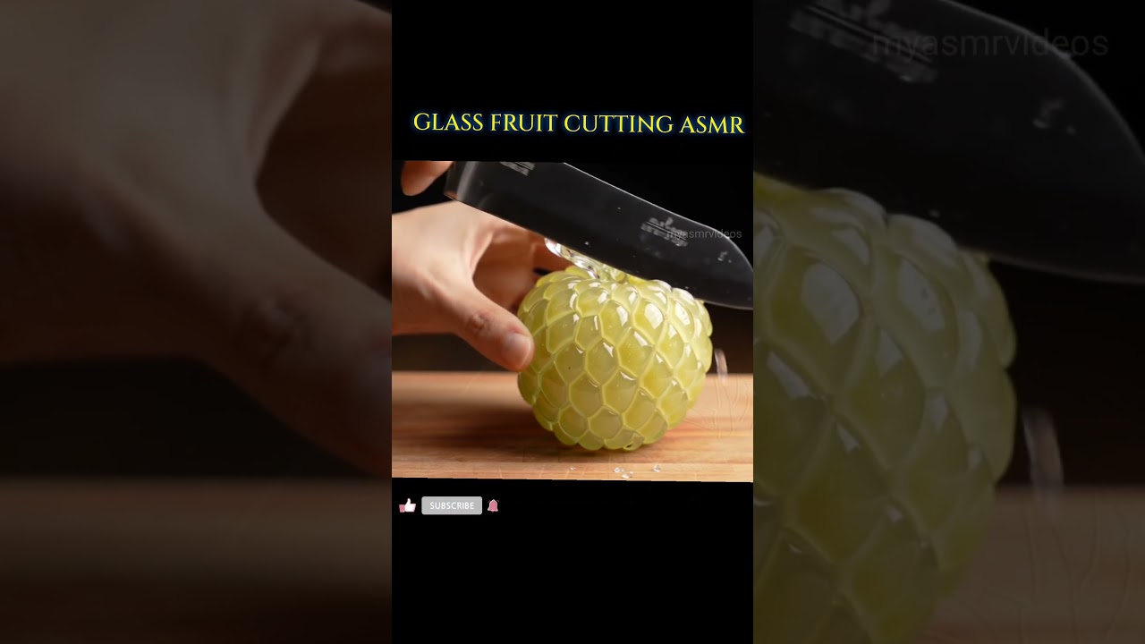 glass fruit cutting asmr 