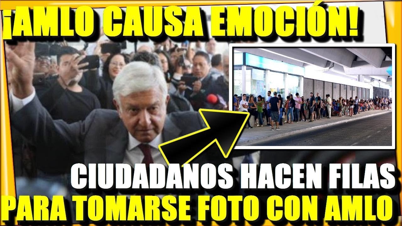 ¡AMLO PARALIZA AEROPUERTO! LARGAS FILAS PARA TOMARSE UNA SELFIE CON EL - ESTADISTICA POLITICA tv azteca uno