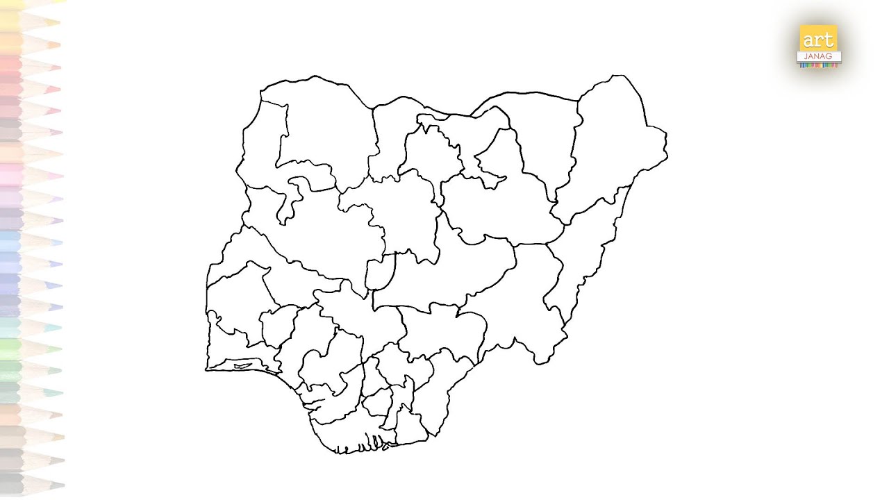 Nigeria Map With States Outline Drawing Easy How To Draw Nigeria Map 