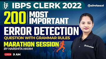 IBPS Clerk 2022 | 200 Most Important | Error Detection Questions With Grammar Rules | Harshita Ma