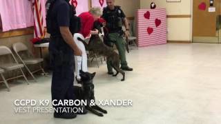 CCPD K9's Carbon & Xander Receive Vests