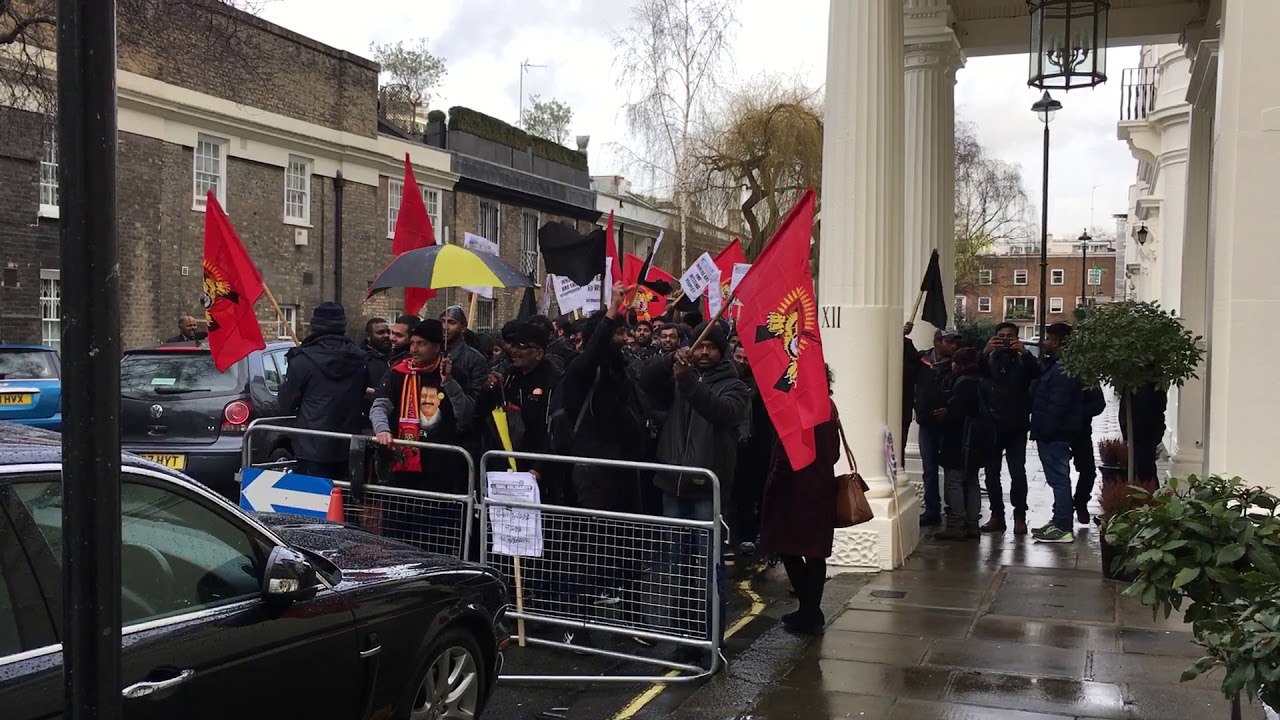 LTTE demo waving Tamil Tiger flag 2017