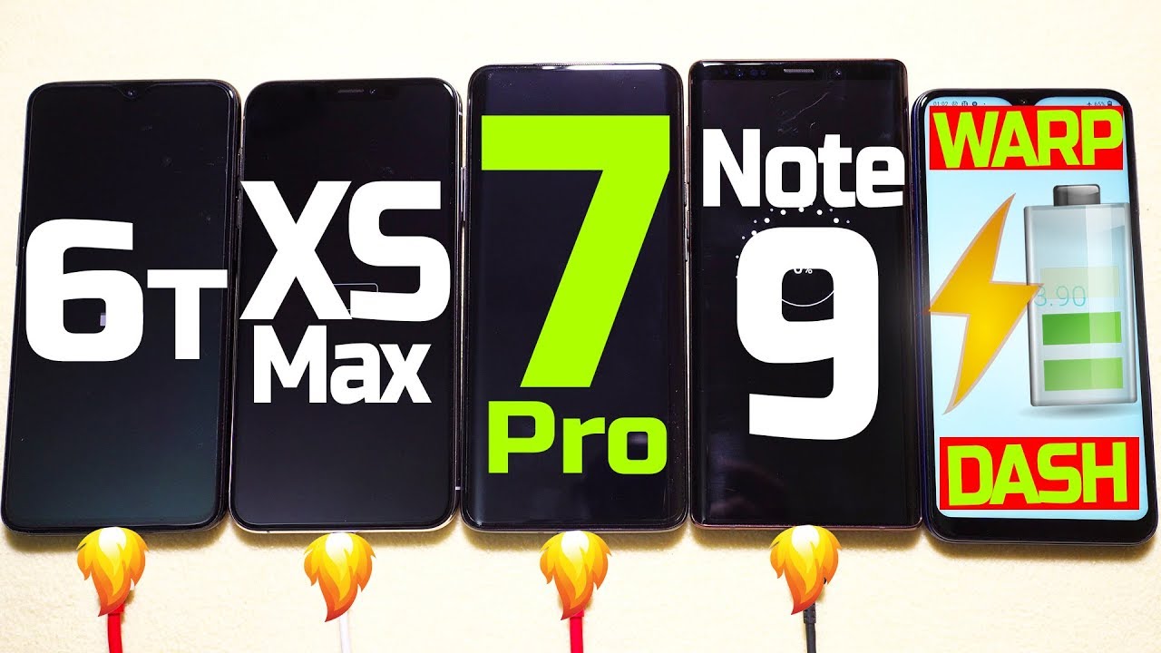 OnePlus 7 Pro vs iPhone XS Max vs OP6T vs Note 9 Battery Charging Speed Test! DISAPPOINTED!
