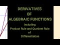 | Short Video on Differentiation of Algebraic Functions, Product and Quotient Rules | Urdu/HIndi |