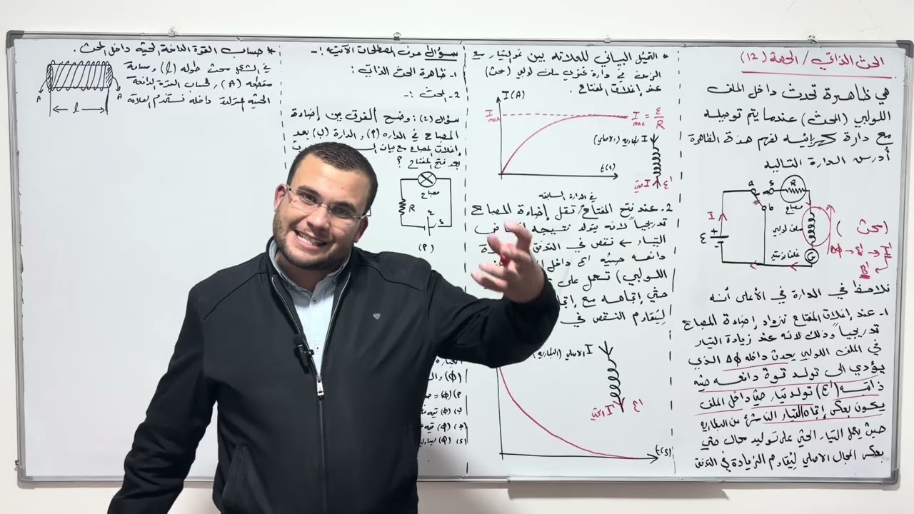 الحصة 12 /ظاهرة الحث الذاتي وقانون لنز  / الدرس الثالث توجيهي 