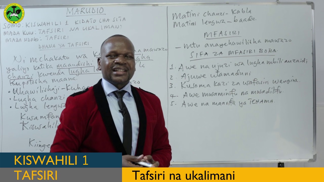 Mapitio ya somo la Kiswahili katika mada ya Tafsiri na Ukalimani kwa watahiniwa wa Kidato cha Sita