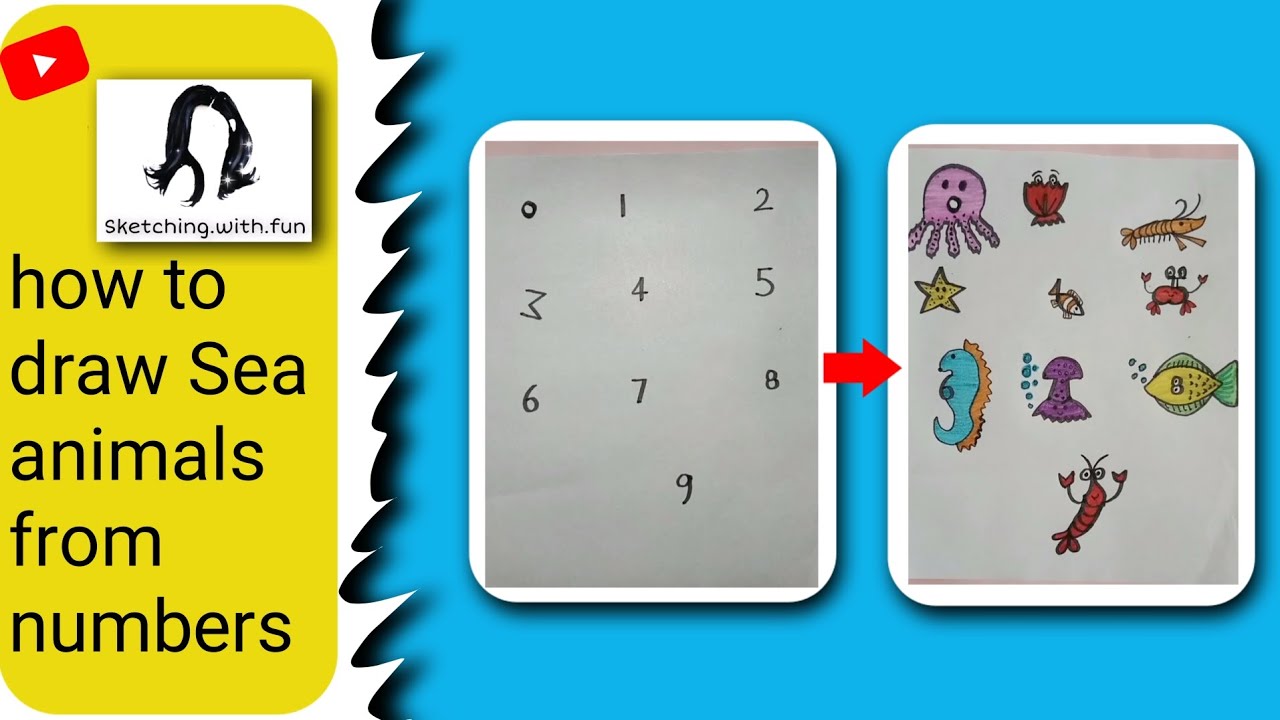 sea creatures very easy drawing tricks|sketching with fun _sea animals ...