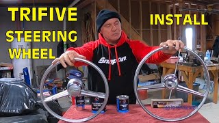 1957 Chevy 150 STEERING WHEEL REMOVAL AND REPLACED WITH 16” modified 57 150 WHEEL